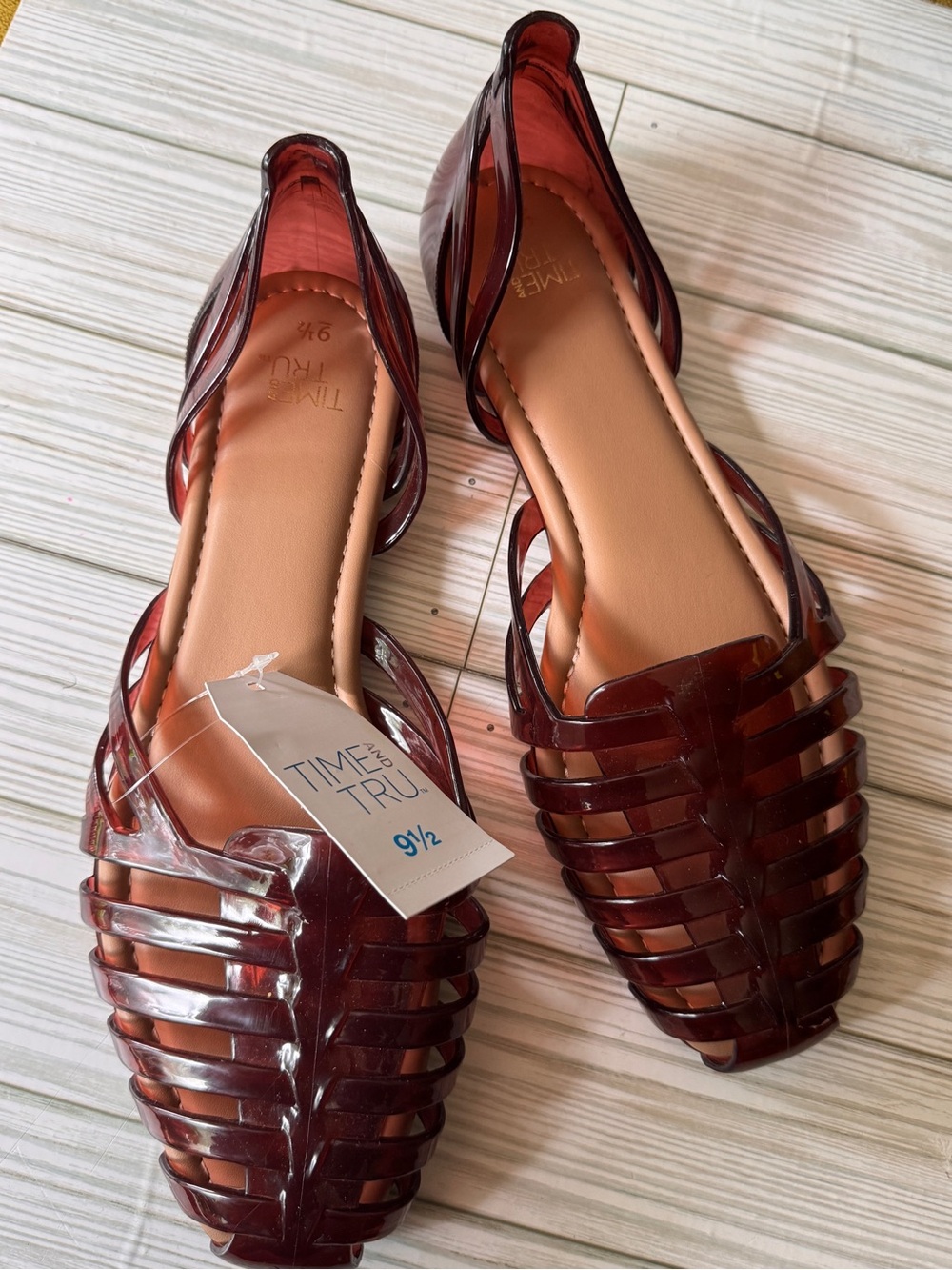 Time and Tru Women's Huarache Jelly Sandals Flats Sz 9.5 NWT